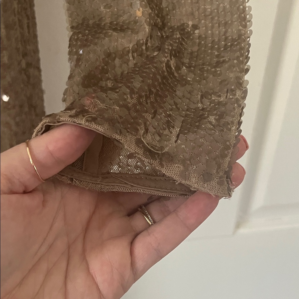 Boohoo Taupe Sequin Long Sleeve Midi Dress - Picture 5 of 10